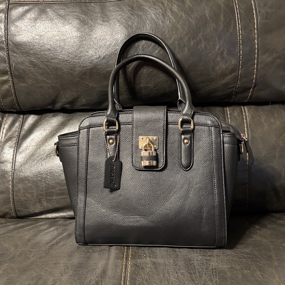 Dasein Black Leather Handbag